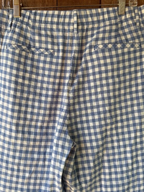 EUC J. Jill Blue and White Linen Blend Gingham Crop Pants in Women's XL Petite - Picture 10 of 16